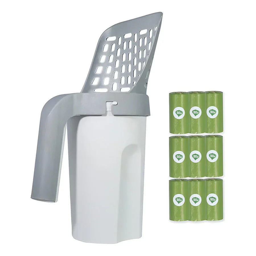 Praktická lopatka na podstielku so zabudovanými taškami