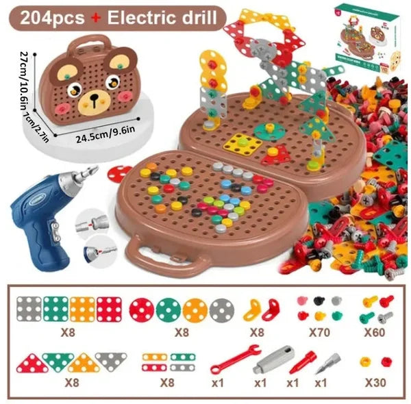 Jeu de construction éducatif avec perceuse incluse
