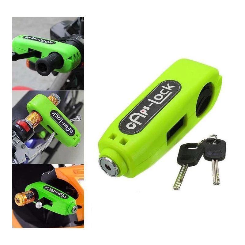 Express anti-theft lock for motorcycle and scooter handlebars