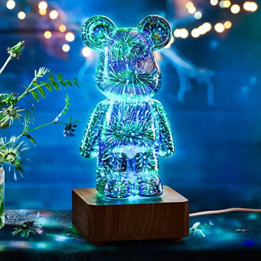 3D karhu koristevalaisin taianomaisella valolla