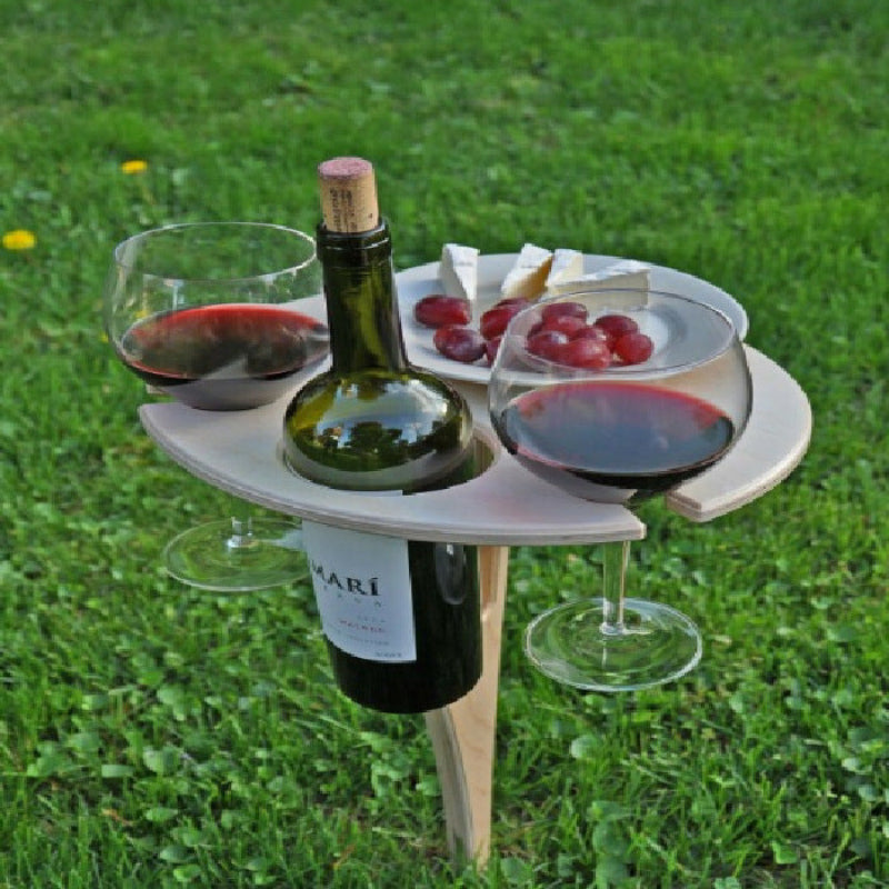 Mesa portátil para vino y aperitivos perfectos 