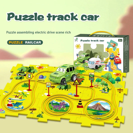 Circuit-puzzle éducatif avec véhicules électriques