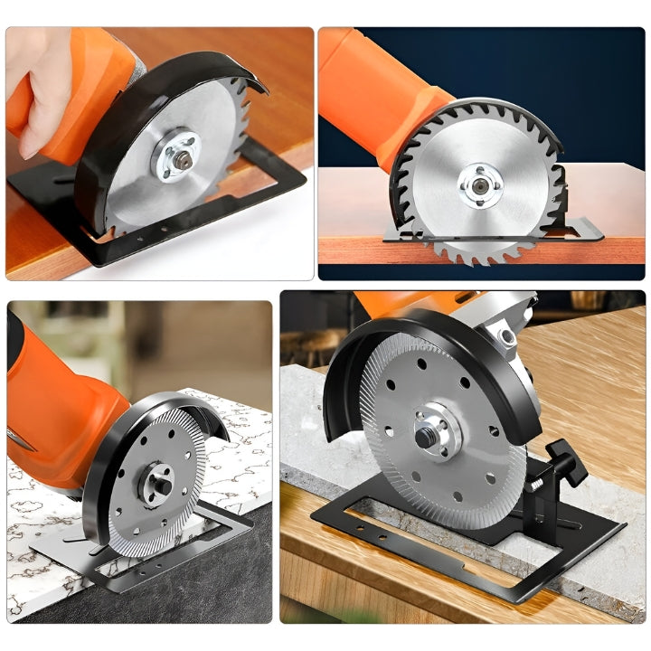 Adjustable angle grinder support for maximum safety 