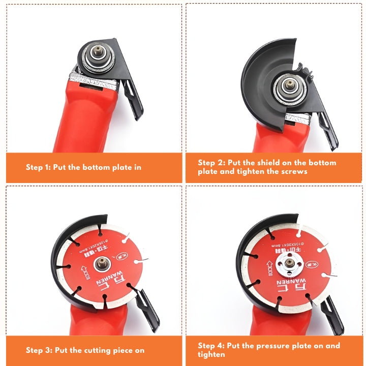 Adjustable angle grinder support for maximum safety 