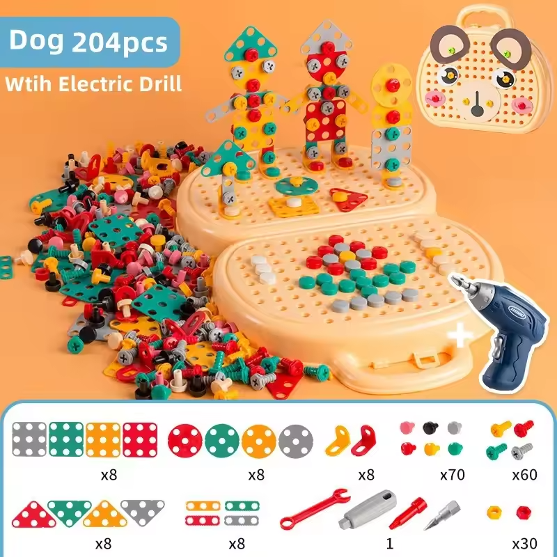 Jeu de construction éducatif avec perceuse incluse