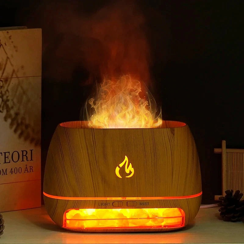 Ambianță relaxantă cu efect de foc și ceață liniștitoare 