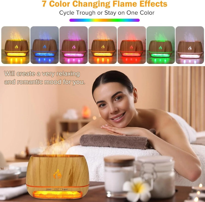 Ambianță relaxantă cu efect de foc și ceață liniștitoare 