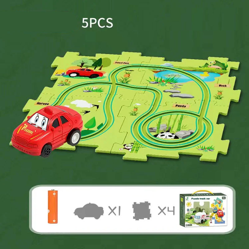 Circuit-puzzle éducatif avec véhicules électriques